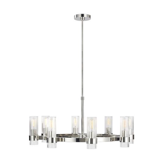 Visual Comfort Studio Geneva 8-Lt Chandelier, Pol Nickel/Clear - CC1378PN