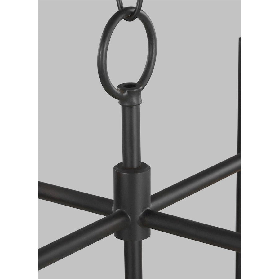 6 Light Linear Chandelier, Aged Iron