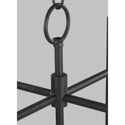 6 Light Linear Chandelier, Aged Iron