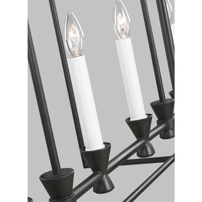 6 Light Linear Chandelier, Aged Iron