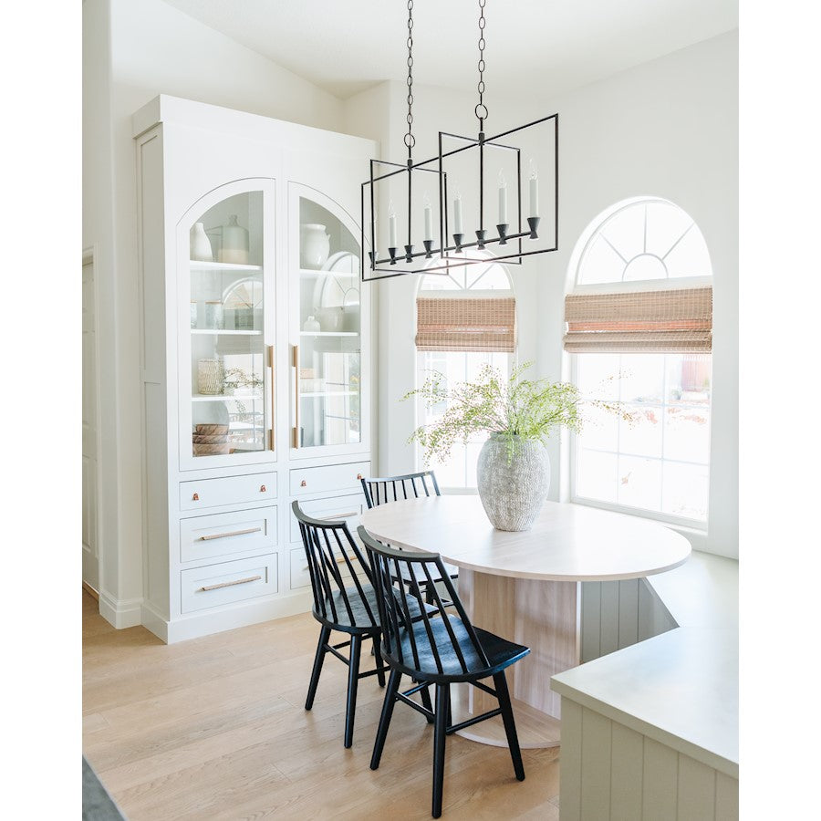 6 Light Linear Chandelier, Aged Iron