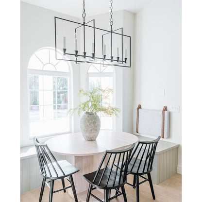 6 Light Linear Chandelier, Aged Iron