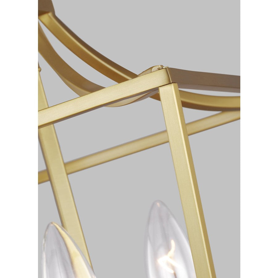 3 Light Mini Lantern, Burnished Brass