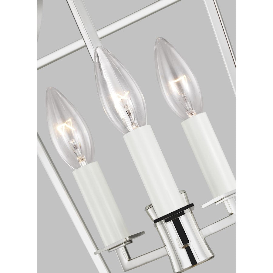 3 Light Mini Lantern, Polished Nickel