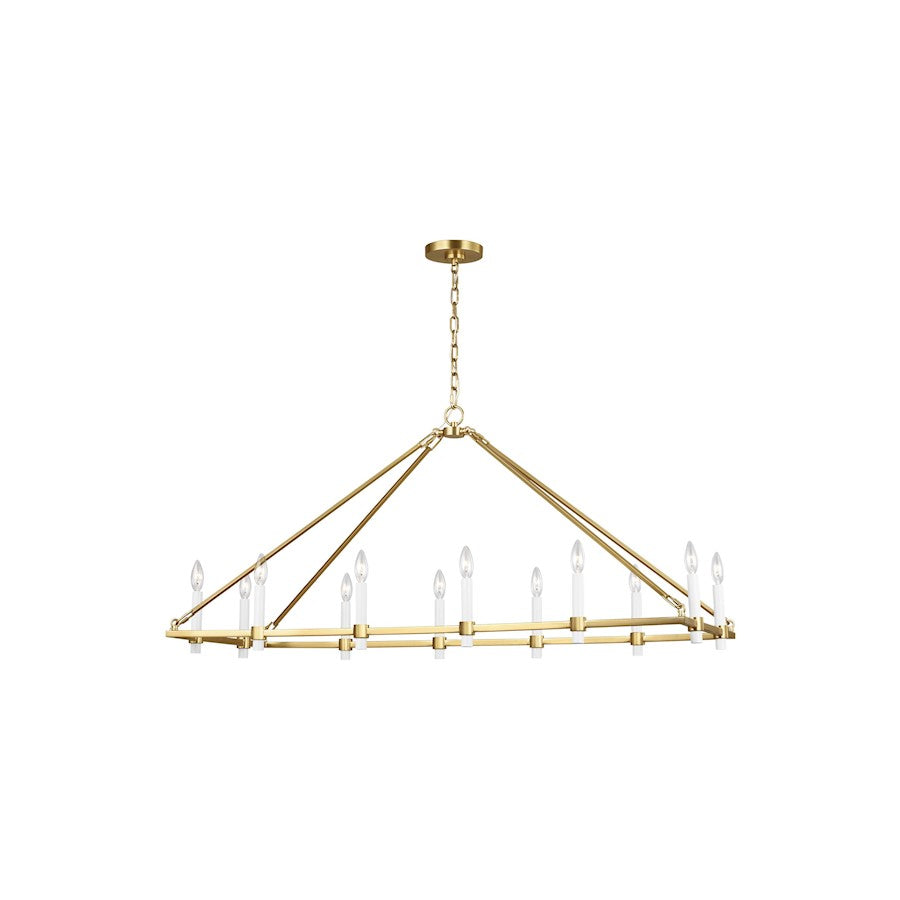 12 Light Linear Chandelier, Burnished