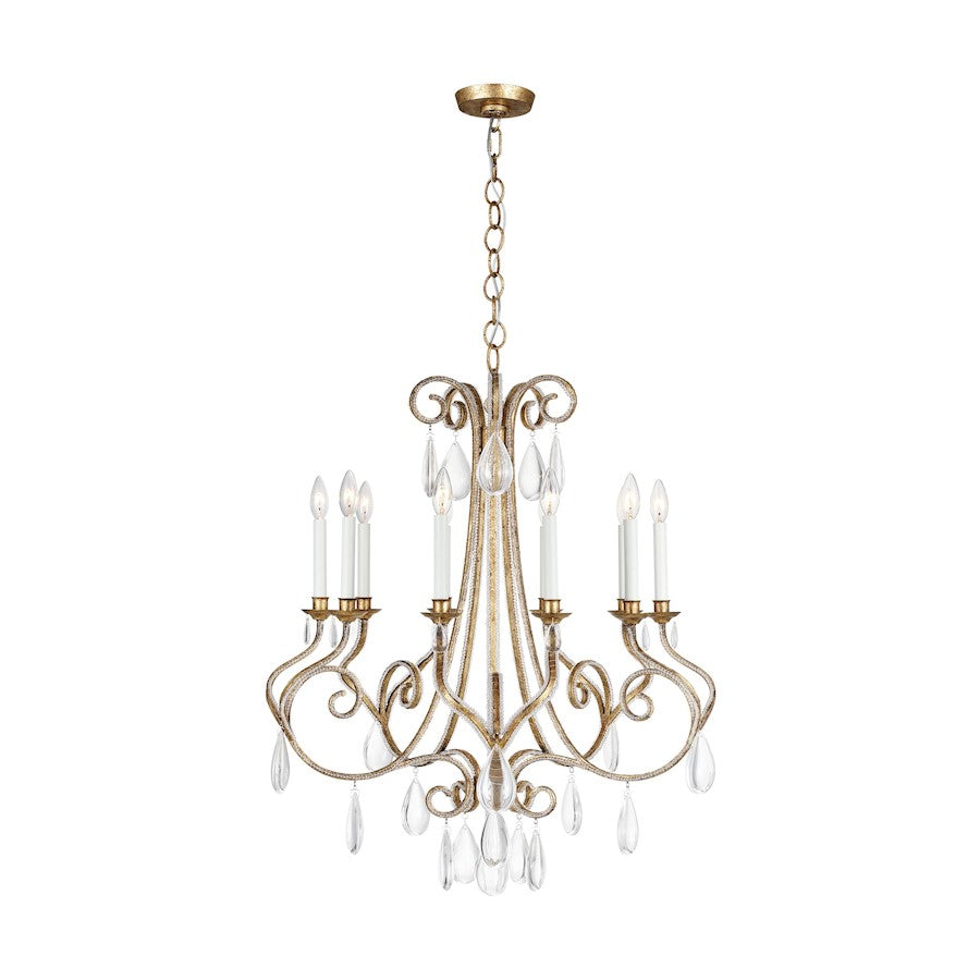 Visual Comfort Studio Kinsale 10-Lt Med Chandelier, Ant Gild/Clear - CC15210ADB
