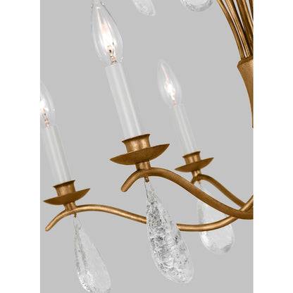 6 Light Medium Chandelier, Ant Gild
