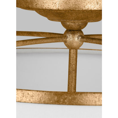 Visual Comfort Studio Stonington 2 Lt Semi-Flush, Ant Gild/Silk/Sand