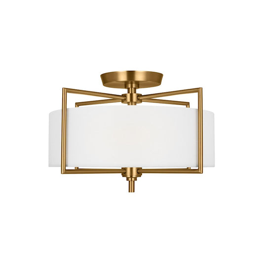 Visual Comfort Studio Perno 2 Light Semi-Flush, Brass/Silk/Blast - CF1122BBS