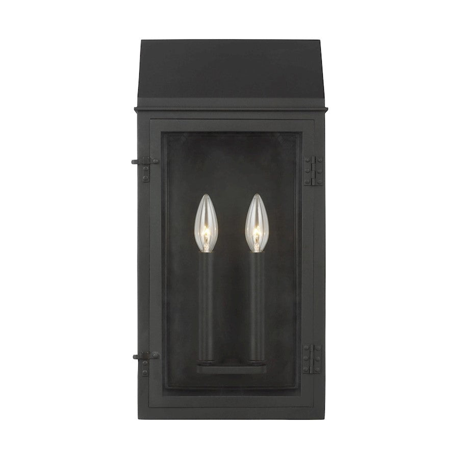 Visual Comfort Studio Hingham 2-Lt Large Out Wall Lantern, BK/Clear - CO1272TXB