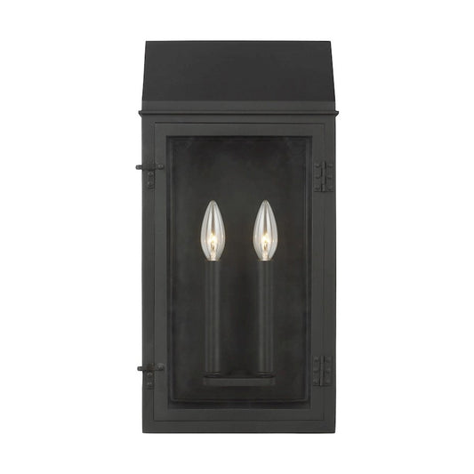 Visual Comfort Studio Hingham 2-Lt Large Out Wall Lantern, BK/Clear - CO1272TXB