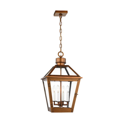 Visual Comfort Studio Hyannis 4-Lt Large Out Pendant, Copper/Clear - CO1424NCP