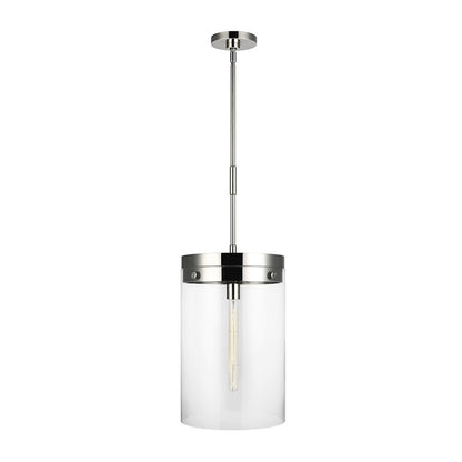 Visual Comfort Studio Garrett 1-Lt Large Cylinder Pendant, NK/Clear - CP1011PN