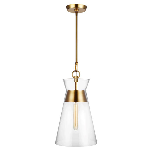 Visual Comfort Studio Atlantic 1-Lt Narrow Pendant, Burnished/Clear - CP1021BBS
