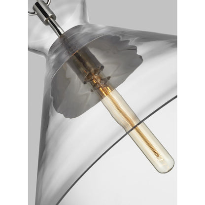 1 Light Wide Pendant, Pol Nickel