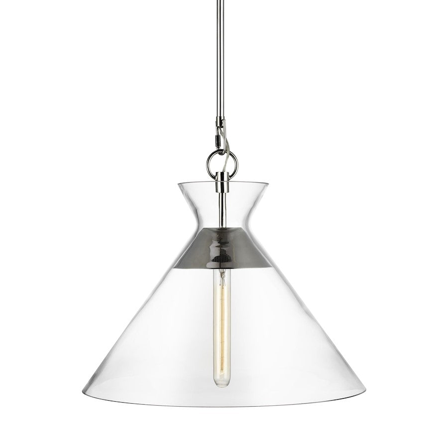 1 Light Wide Pendant, Pol Nickel
