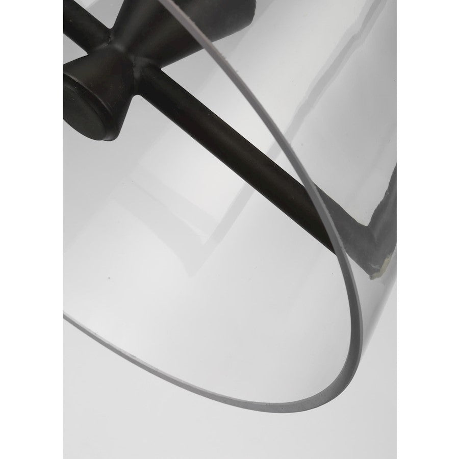 1 Light Med Pendant, Iron/Clear