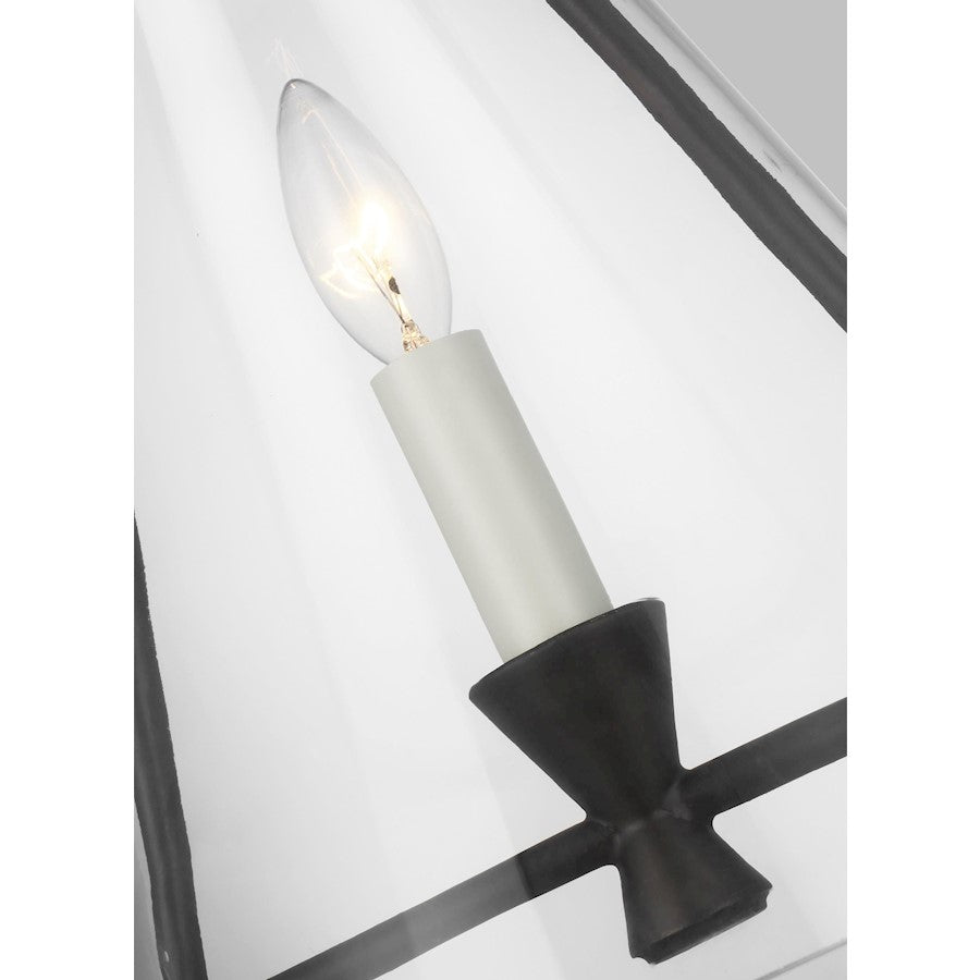 1 Light Med Pendant, Iron/Clear