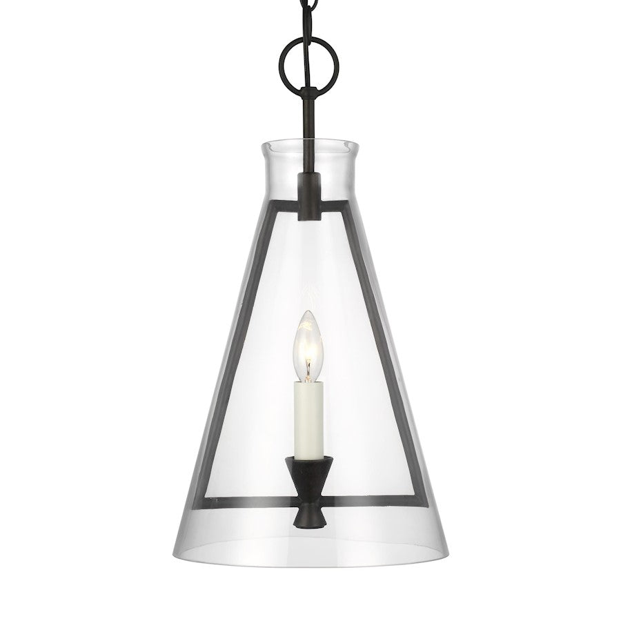 1 Light Med Pendant, Iron/Clear