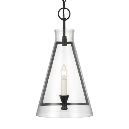 1 Light Med Pendant, Iron/Clear