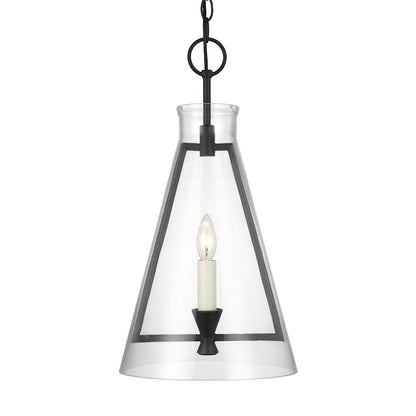 1 Light Med Pendant, Iron/Clear