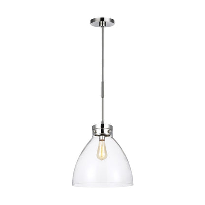 1 Light Wide Pendant, Pol Nickel