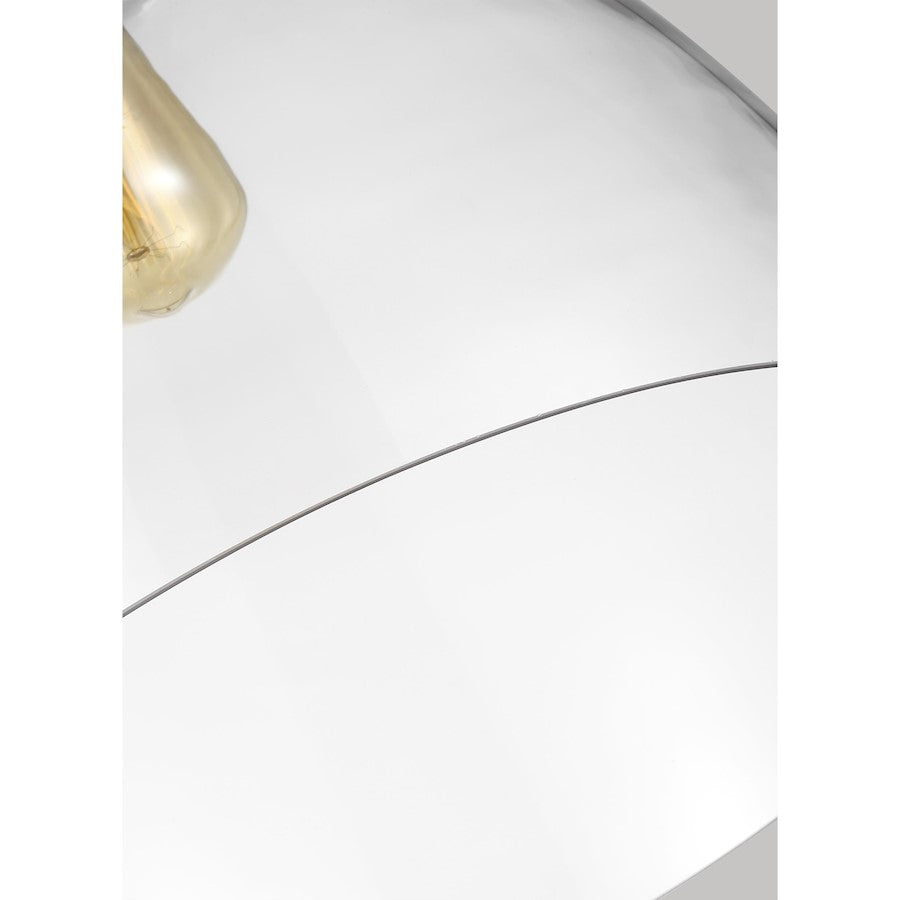 1 Light Wide Pendant, Pol Nickel