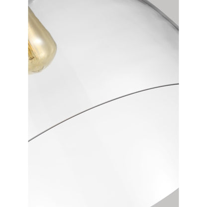 1 Light Wide Pendant, Pol Nickel