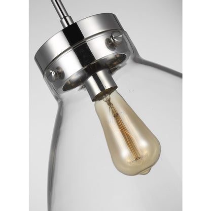 1 Light Wide Pendant, Pol Nickel
