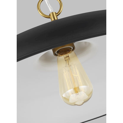 1 Light Med Wide Pendant, BK/BS