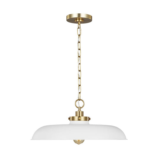 Visual Comfort Studio Wellfleet 1-Lt Med Wide Pendant, WH/BS - CP1231MWTBBS