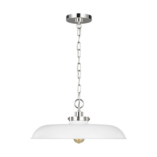 Visual Comfort Studio Wellfleet 1-Lt Med Wide Pendant, WH/Nickel - CP1231MWTPN
