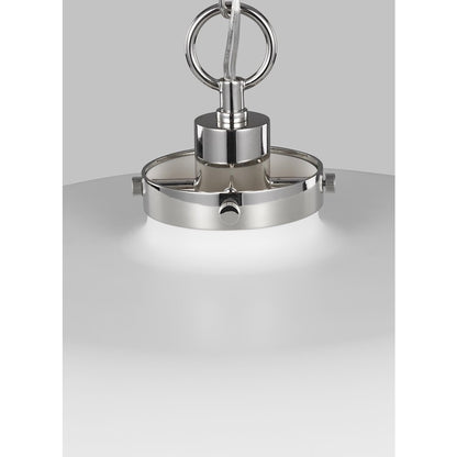 1 Light Med Wide Pendant, WH/Nickel