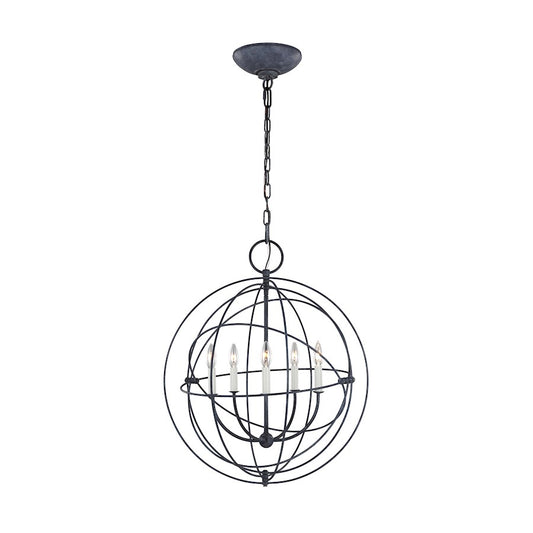 Visual Comfort Studio Bayberry 5-Lt Med Pendant, Weathered Galv - CP1255WGV