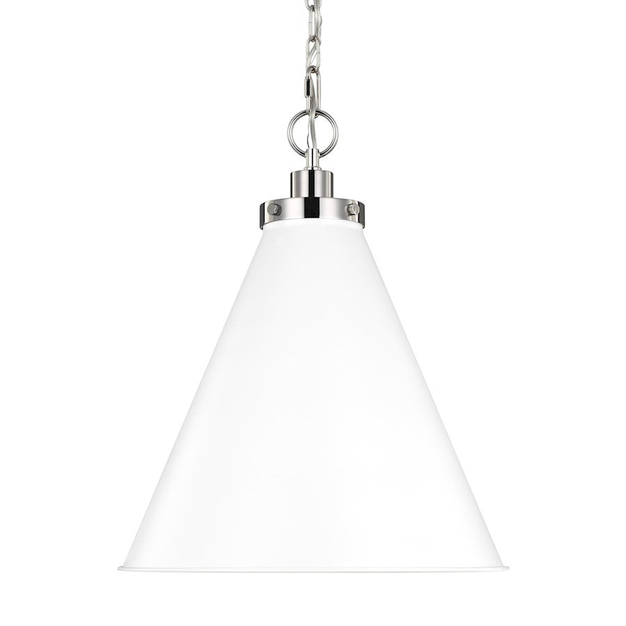 1 Light Med Cone Pendant, WH/Nickel