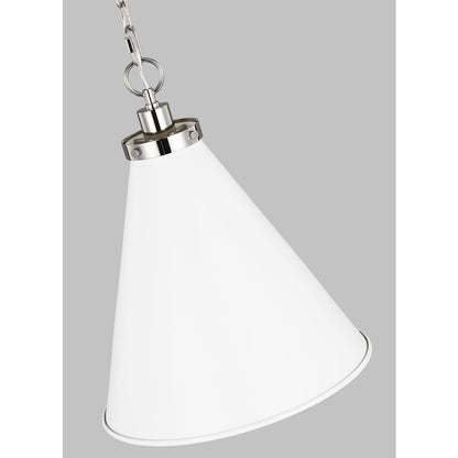 1 Light Med Cone Pendant, WH/Nickel