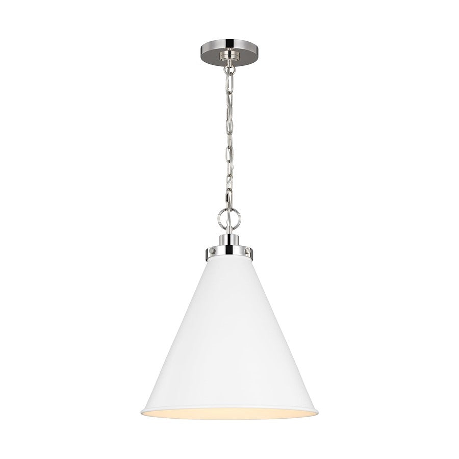 1 Light Med Cone Pendant, WH/Nickel