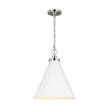 1 Light Med Cone Pendant, WH/Nickel