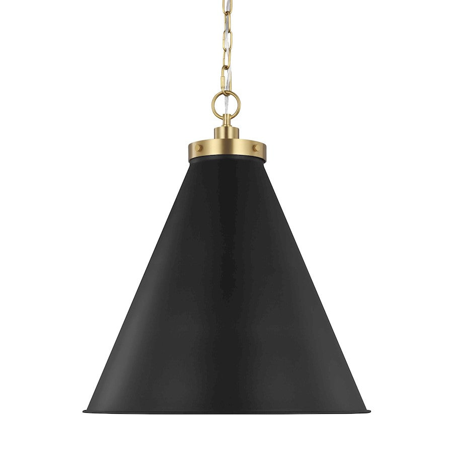 1 Light Large Cone Pendant, BK/BS
