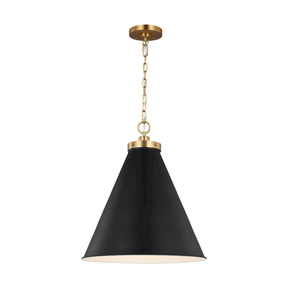 1 Light Large Cone Pendant, BK/BS
