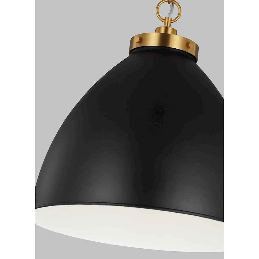 1 Light Large Dome Pendant, BK/BS