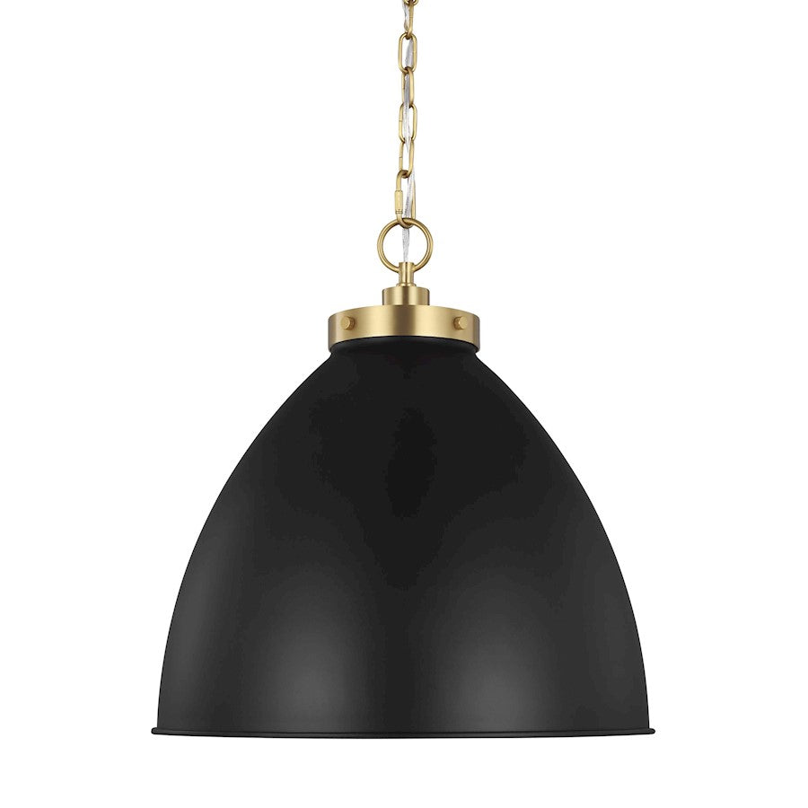 1 Light Large Dome Pendant, BK/BS