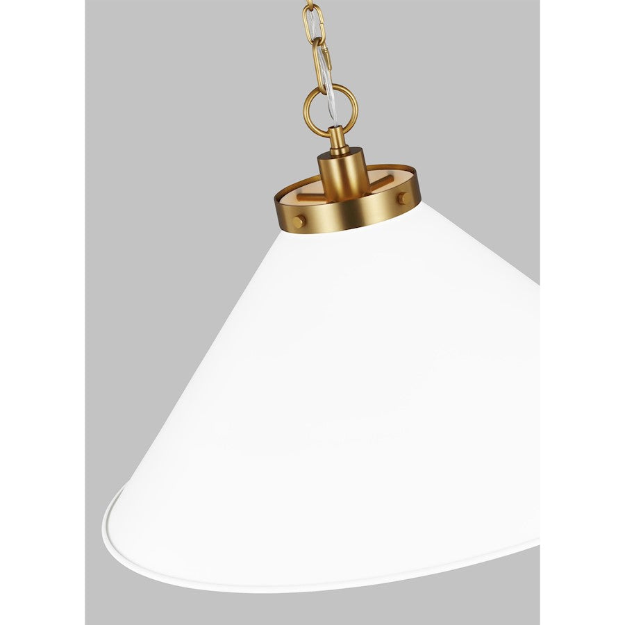 1 Light Wide Cone Pendant, WH/BS