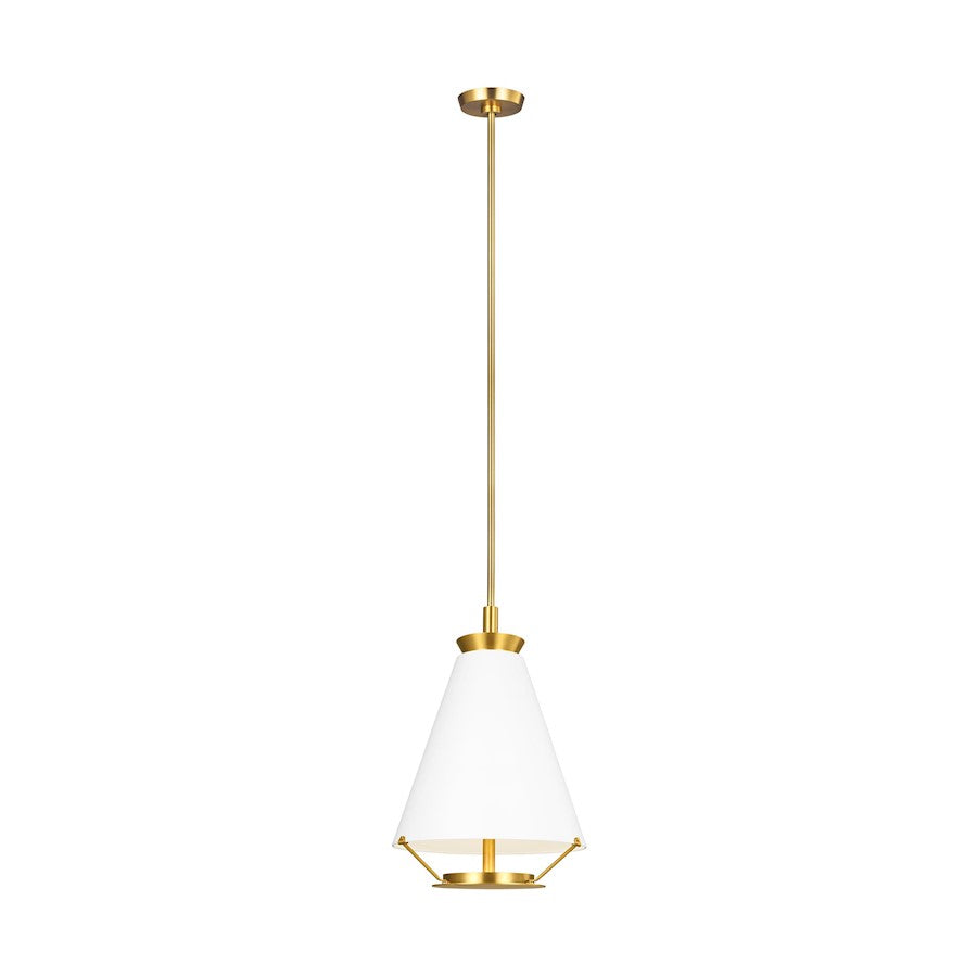 1 Light Tall Pendant, Brass/Frosted