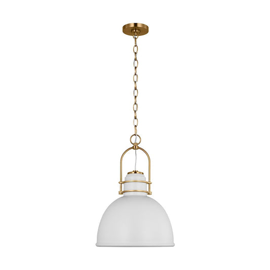Visual Comfort Studio Upl/1-Lt XL Pendant, White/Brass - CP1411BBSMWT