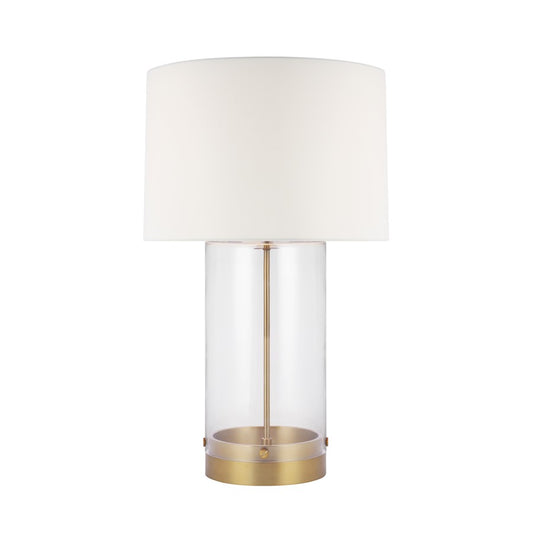 Visual Comfort Studio Garrett 1 Light Table Lamp, Brass/White Linen - CT1001BBS1
