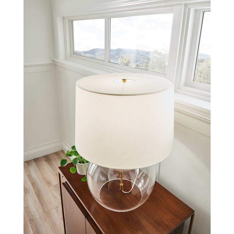 Studio Atlantic 1-Lt Table Lamp, Brass/White Linen