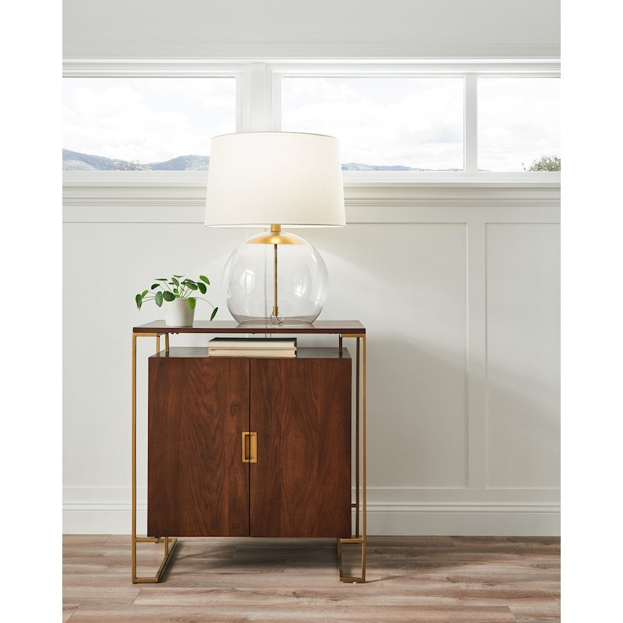 Studio Atlantic 1-Lt Table Lamp, Brass/White Linen