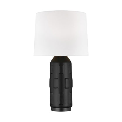 Visual Comfort Studio Morada 1-Lt Med Table Lamp, Coal/White Linen - CT1071COL1