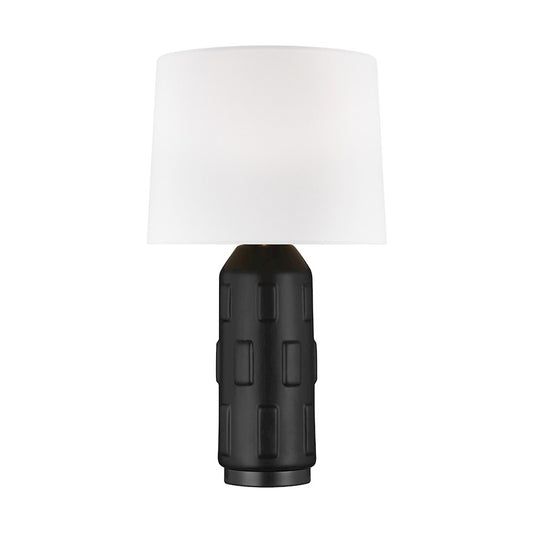 Visual Comfort Studio Morada 1-Lt Med Table Lamp, Coal/White Linen - CT1071COL1